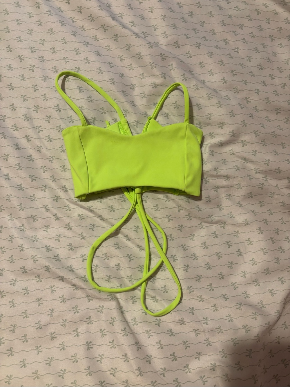 Neon Green Tie-Back Crop Tank Top for Kids Tiger Friday